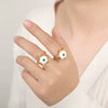 Wholesale Women's Geometric Jewelry Set With Eye Design In Titanium Steel Electroplated