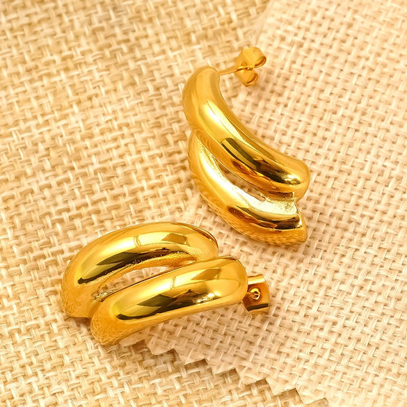 Wholesale Women's Geometric 18K Gold Electroplated Stainless Steel Earrings