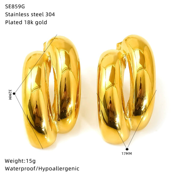 Wholesale Women's Geometric 18K Gold Electroplated Stainless Steel Earrings