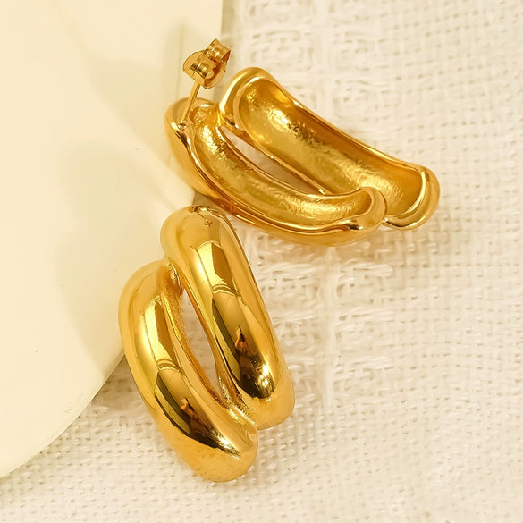 Wholesale Women's Geometric 18K Gold Electroplated Stainless Steel Earrings