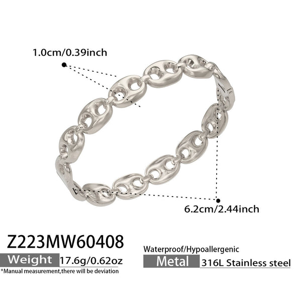 Wholesale Women's Geometric 18K Goldplated Hollow Chain Bracelet Made Of 316L Stainless Steel