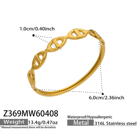 Wholesale Women's Geometric 18K Goldplated Hollow Chain Bracelet Made Of 316L Stainless Steel
