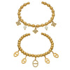 Wholesale Women's Geometric 18K Goldplated 316L Stainless Steel Beaded Bracelet With Zircon Pendant Set