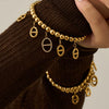 Wholesale Women's Geometric 18K Goldplated 316L Stainless Steel Beaded Bracelet With Zircon Pendant Set
