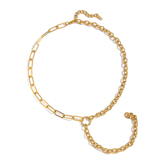 Wholesale Women's Geometric 18K Real Gold Plated Regular Chain Necklace With Pvd Furnace Vacuum Real Gold Plating