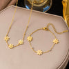 Wholesale Women's Geometric 18K Real Gold Plated Titanium Steel Daisy Necklace With Flash O Chain