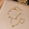 Wholesale Women's Geometric 18K Real Gold Plated Titanium Steel Flash O Chain Bracelet And Necklace Jewelry