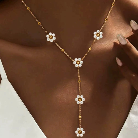 Wholesale Women's Geometric 18K Real Gold Plated Titanium Steel Flash O Chain Bracelet And Necklace Jewelry