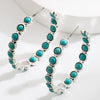 Wholesale Women's Geometric Large Circle Inlaid Turquoise Alloy Earrings