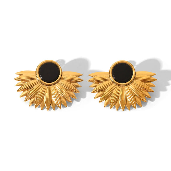 Wholesale Women's Geometric Leaf Fanshaped Stainless Steel Electroplated Earrings In Ins Style