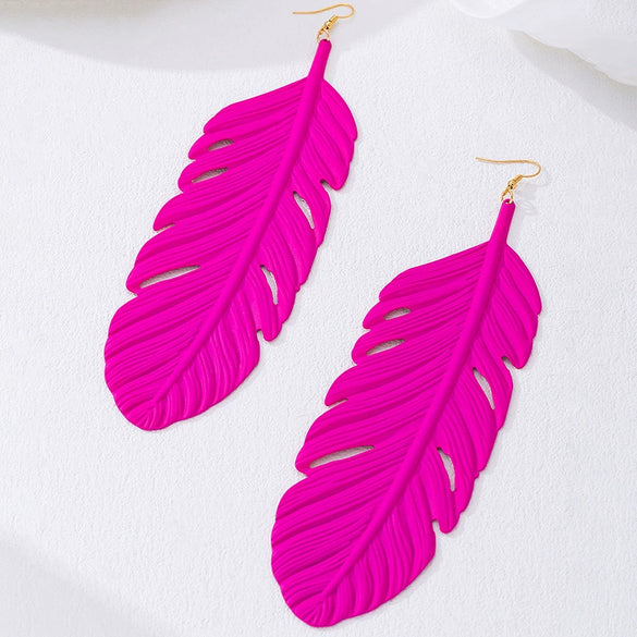 Wholesale Women's Geometric Leaf Texture Alloy Electroplated Earrings