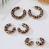 Wholesale Women's Geometric Leopard Print Cshaped Alloy Electroplated Hoop Earrings