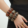 Wholesale Women's Geometric Leopard Print Stainless Steel Resin 18K Gold Plated Bracelet