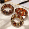 Wholesale Women's Geometric Leopard Print Stainless Steel Resin 18K Gold Plated Bracelet