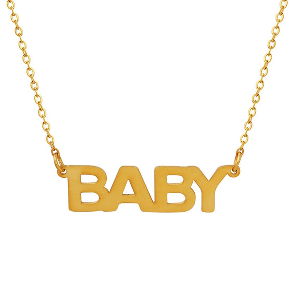 Wholesale Women's Geometric Letter Number Text Titanium Steel Electroplated Pendant Necklace
