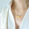 Wholesale Women's Geometric Letter Number Text Titanium Steel Electroplated Pendant Necklace
