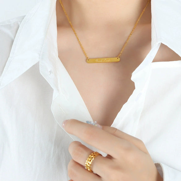 Wholesale Women's Geometric Letter Titanium Steel Electroplated Pendant Necklace With Cross Chain