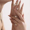 Wholesale Women's Geometric Light Luxury Electroplated Titanium Steel Ferris Wheel Adjustable Ring