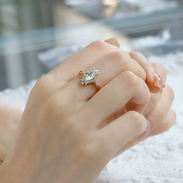 Wholesale Women's Geometric Light Luxury S925 Silver Ring With Zircon And Electroplating