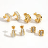 Wholesale Women's Geometric Light Luxury Style Diamondencrusted Zircon Cshaped Titanium Steel And Stainless Steel Earrings With Pvd Furnace Vacuum Real Gold Plating