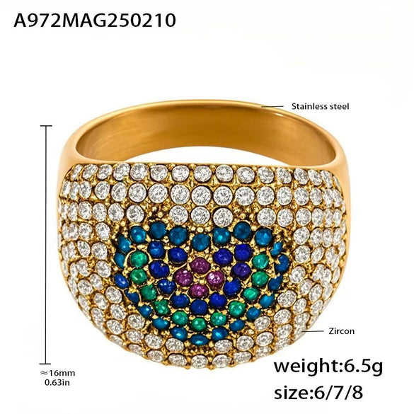 Wholesale Women's Geometric Light Luxury Style Ferris Wheel Love Ring Titanium Steel Gold Plated Jewelry