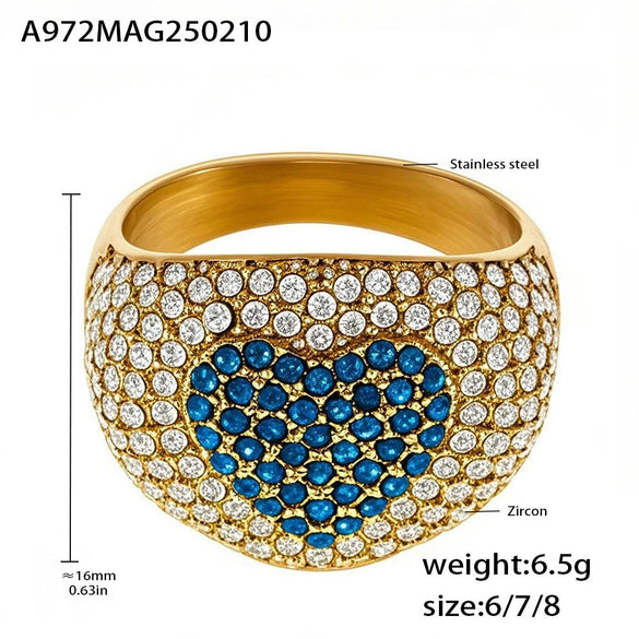 Wholesale Women's Geometric Light Luxury Style Ferris Wheel Love Ring Titanium Steel Gold Plated Jewelry