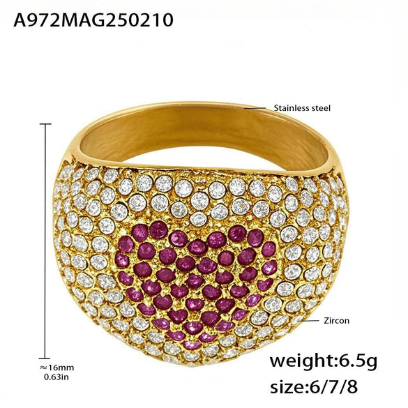 Wholesale Women's Geometric Light Luxury Style Ferris Wheel Love Ring Titanium Steel Gold Plated Jewelry