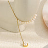 Wholesale Women's Geometric Light Luxury Style Stainless Steel 18K Goldplated Handmade Artificial Pearl Necklace Jewelry