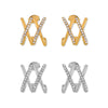 Wholesale Women's Geometric Line Cross Design 316L Stainless Steel Goldplated Diamondencrusted Earrings