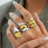 Wholesale Women's Geometric Line Stainless Steel Rings With Pvd Furnace Vacuum Real Gold Plating In Ins Style