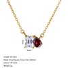 Wholesale Women's Geometric Luxury Stainless Steel Dropshaped Electroplated 14K Goldplated Pendant Necklace With Ochain