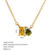 Wholesale Women's Geometric Luxury Stainless Steel Dropshaped Electroplated 14K Goldplated Pendant Necklace With Ochain