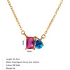 Wholesale Women's Geometric Luxury Stainless Steel Dropshaped Electroplated 14K Goldplated Pendant Necklace With Ochain
