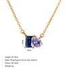Wholesale Women's Geometric Luxury Stainless Steel Dropshaped Electroplated 14K Goldplated Pendant Necklace With Ochain