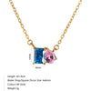 Wholesale Women's Geometric Luxury Stainless Steel Dropshaped Electroplated 14K Goldplated Pendant Necklace With Ochain