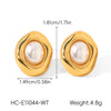 Wholesale Women's Geometric Maillard Style Oval Tiger Eye Stone Stainless Steel Electroplated Earrings