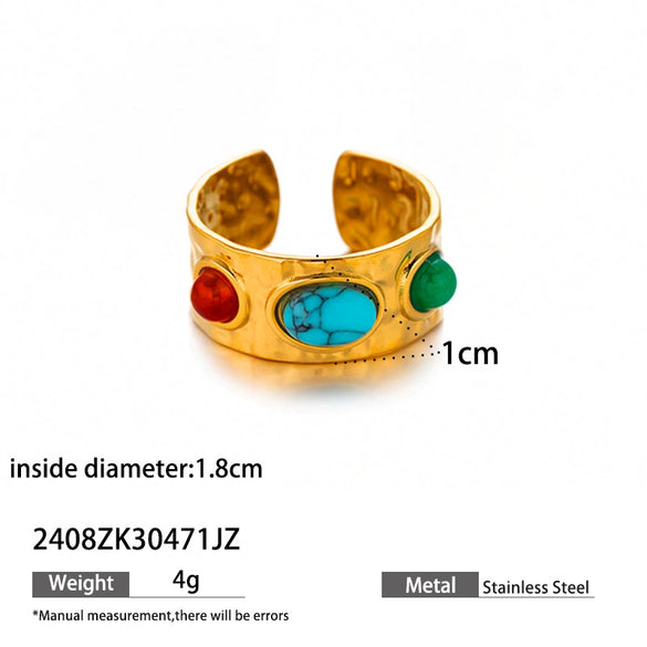 Wholesale Women's Geometric Maillard Style Titanium Steel Electroplated Ring Accessories