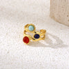 Wholesale Women's Geometric Maillard Style Titanium Steel Electroplated Ring Accessories