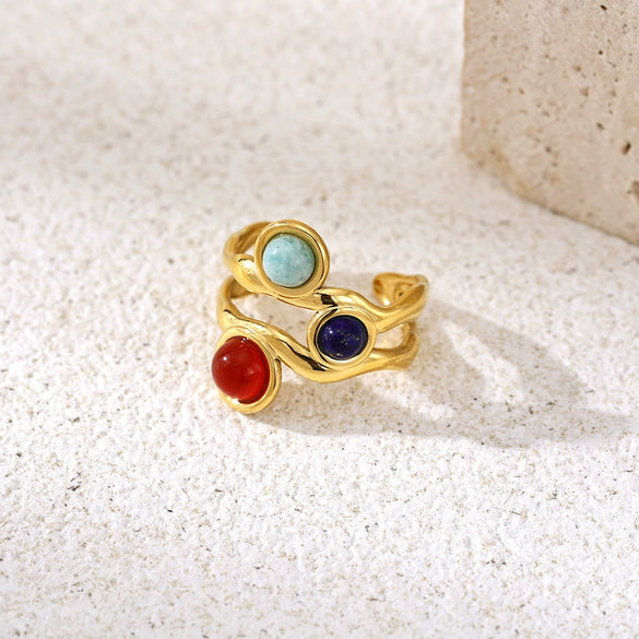 Wholesale Women's Geometric Maillard Style Titanium Steel Electroplated Ring Accessories