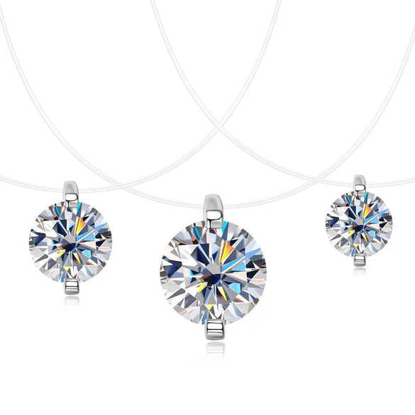 Wholesale Women's Geometric Mermaid Tears Moissanite Pendant Necklace With 925 Sterling Silver Clavicle Chain And Fishing Line Chain Electroplated