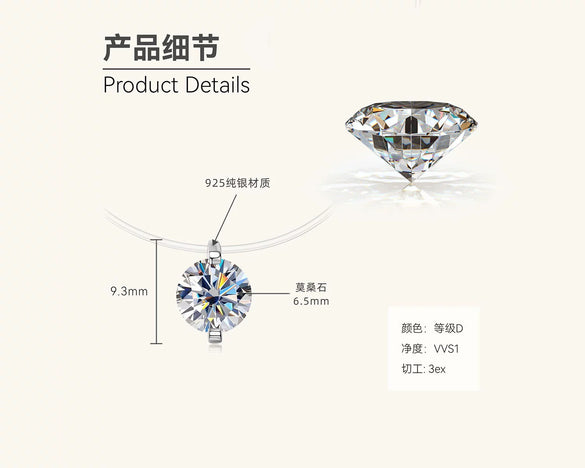 Wholesale Women's Geometric Mermaid Tears Moissanite Pendant Necklace With 925 Sterling Silver Clavicle Chain And Fishing Line Chain Electroplated