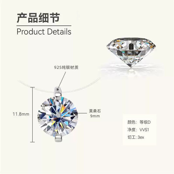 Wholesale Women's Geometric Mermaid Tears Moissanite Pendant Necklace With 925 Sterling Silver Clavicle Chain And Fishing Line Chain Electroplated