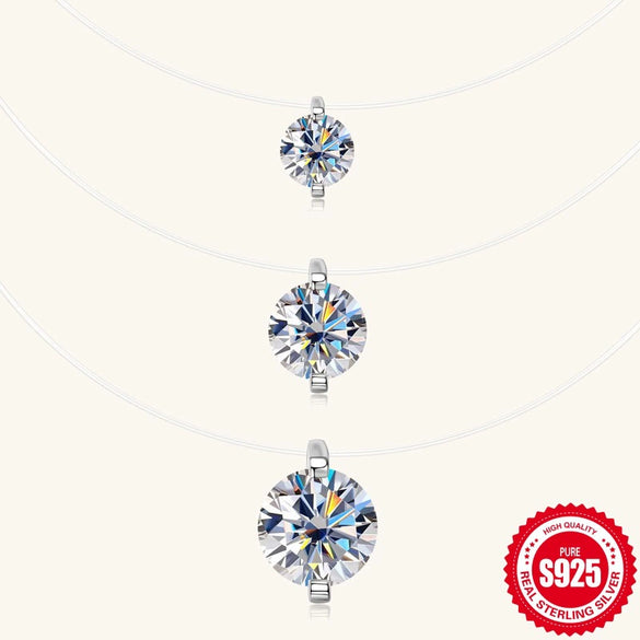 Wholesale Women's Geometric Mermaid Tears Moissanite Pendant Necklace With 925 Sterling Silver Clavicle Chain And Fishing Line Chain Electroplated