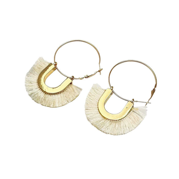 Wholesale Women's Geometric Metal Alloy Handwoven Fringe Earrings With Electroplating