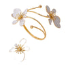 Wholesale Women's Geometric Metal Electroplated Hand Jewelry Set Of Rings And Bracelets With Sweet And Cool Style And Plants And Flowers Design