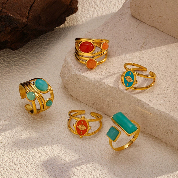 Wholesale Women's Geometric Metal Open Ring With Electroplating Highend Vintage Design