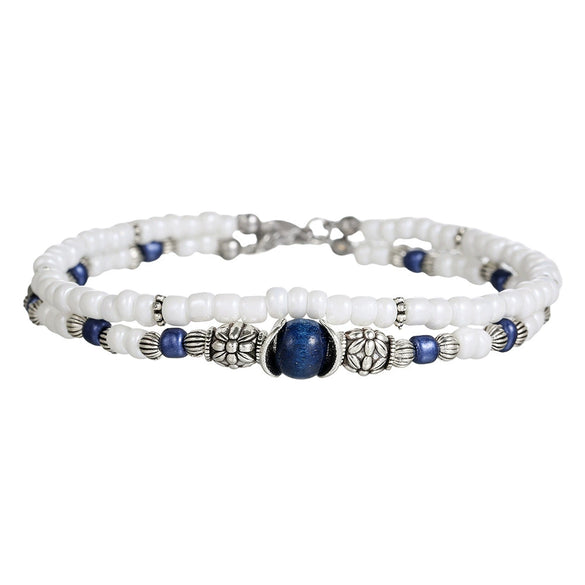 Wholesale Women's Geometric Metal Rice Bead Anklet Hiphop Style