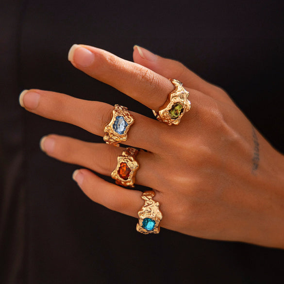 Wholesale Women's Geometric Metal Ring With Electroplating Treatment