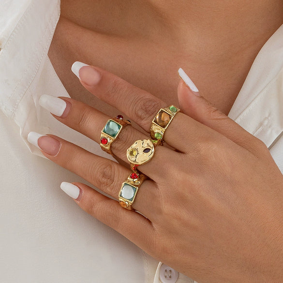 Wholesale Women's Geometric Metal Ring With Electroplating Treatment