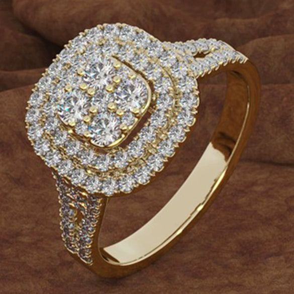 Wholesale Women's Geometric Metal Square Ring With Electroplated Microinlaid Diamond